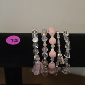 Erimish Pink and Clear Extended Beaded Bracelet Set (NWOT)